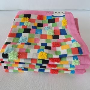 Anthropologie pink cat dishtowels